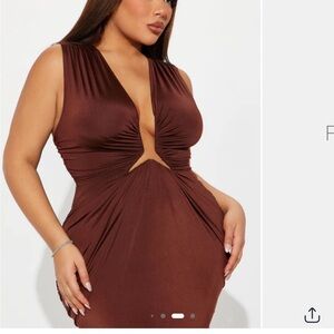 Elegant Brown Sleeveless Dress